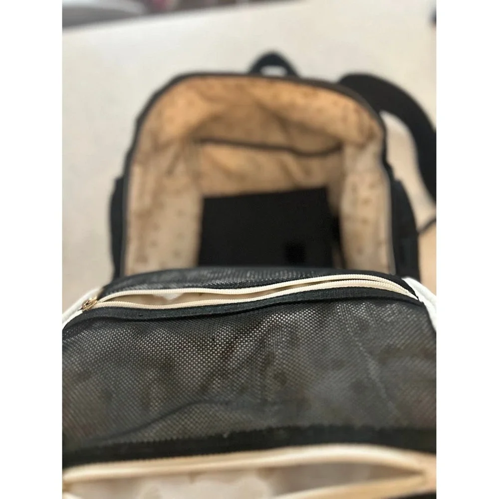 Itzy Ritzy Black Puffer Backpack Diaper Bag Organize Travel Versatile Change Pad